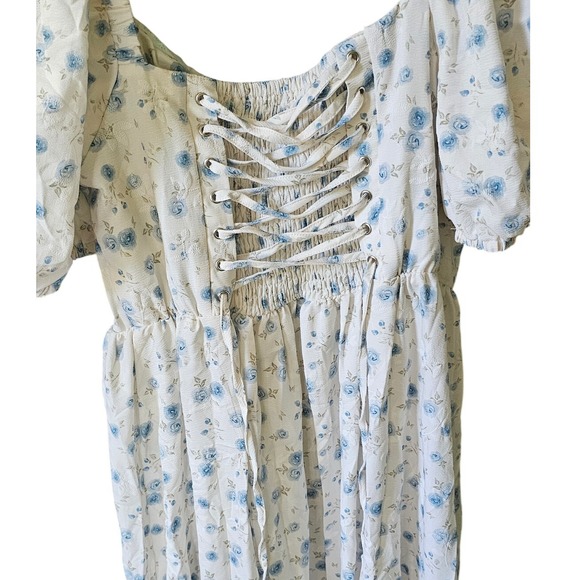 Cider Floral Puff Sleeve Midi Dress Cottagecore Lace Up Back Size‎ XL - Picture 7 of 13